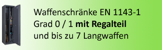 Waffenschrank mit Regalteil und optional Zahlenschloss und Waffenschränke EN 1143-1